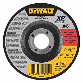 DEWALT Cut-Off Wheel Ceramic 7/8 Arbor Hole, 49ZZ85