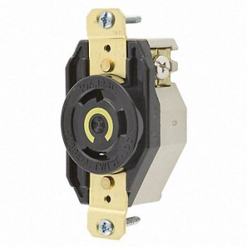 HUBBELL Locking Receptacle 125VAC Black, 4A261