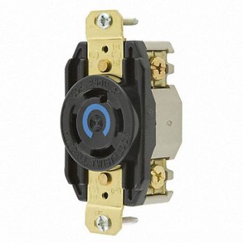 HUBBELL Locking Receptacle Industrial 30 Black, 4A270