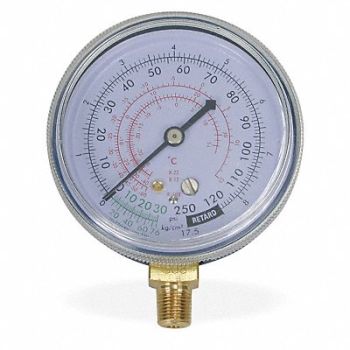 GRAINGER APPROVED Gauge 2-1/2 In Dia Low Side Blue 250 psi, 4CFD3