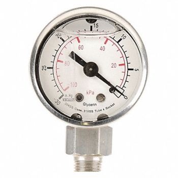 GRAINGER APPROVED D1355 Pressure Gauge Liquid Filled 1-1/2 In, 4CFE3