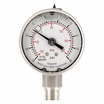 GRAINGER APPROVED D1359 Compound Gauge Liquid Filled 2 In, 4CFF5