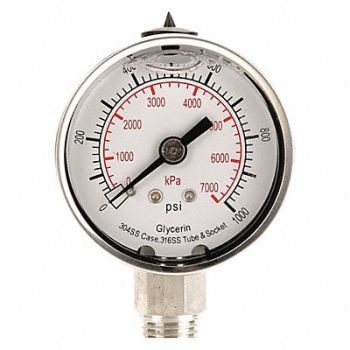 GRAINGER APPROVED D1359 Pressure Gauge Liquid Filled 2 In, 4CFG5