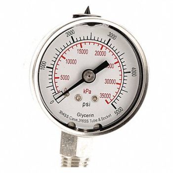 GRAINGER APPROVED D1359 Pressure Gauge Liquid Filled 2 In, 4CFG8