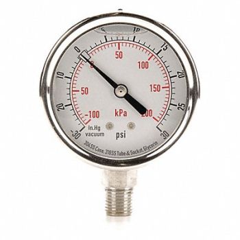 GRAINGER APPROVED D1364 Compound Gauge Liquid Filled 2-1/2 In, 4CFH1