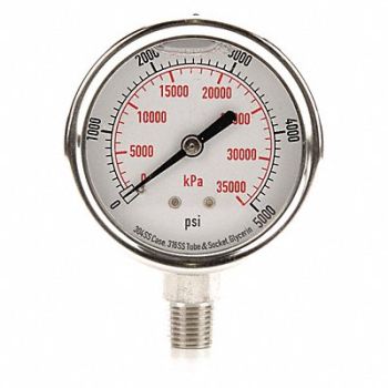 GRAINGER APPROVED D1364 Pressure Gauge Liquid Filled 2-1/2 In, 4CFJ4