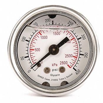 GRAINGER APPROVED D1356 Pressure Gauge Liquid Filled 1-1/2 In, 4CFL9