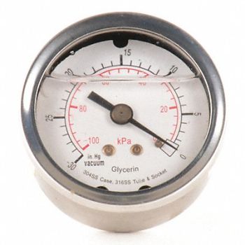 GRAINGER APPROVED D1361 Vacuum Gauge Liquid Filled 2 In, 4CFN6