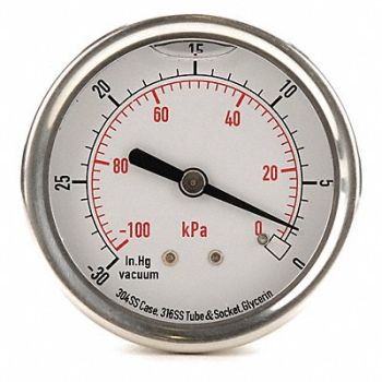 GRAINGER APPROVED D1365 Vacuum Gauge Liquid Filled 2-1/2 In, 4CFR2