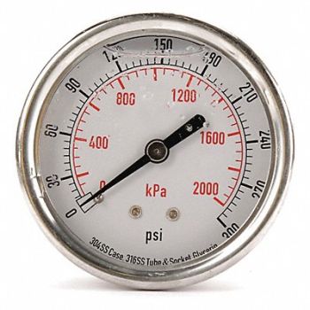 GRAINGER APPROVED D1365 Pressure Gauge Liquid Filled 2-1/2 In, 4CFR9