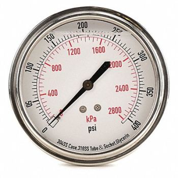 GRAINGER APPROVED D1369 Pressure Gauge Liquid Filled 3-1/2 In, 4CFV6