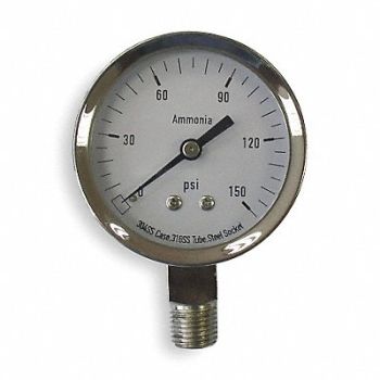 GRAINGER APPROVED Pressure Gauge Ag Ammonia 2 1/2In 150Psi, 4CFW4