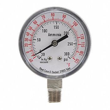 GRAINGER APPROVED Compound Gauge Ammonia 2 1/2 In 300 Psi, 4CFW7