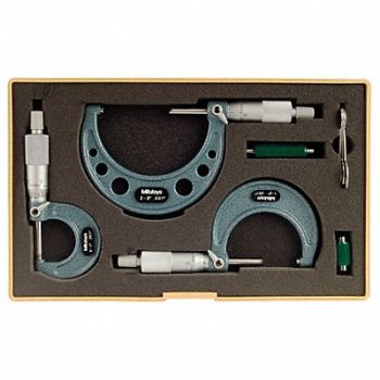 MITUTOYO Micrometer Set 0-3 In 0.001 In 3Pc, 4CGD1