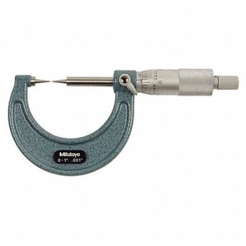 MITUTOYO Point Micrometer 0-1 In 15 Deg Steel, 4CGD6