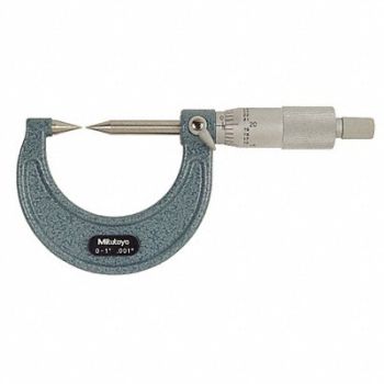 MITUTOYO Point Micrometer 0-1 In 30 Deg Steel, 4CGD8