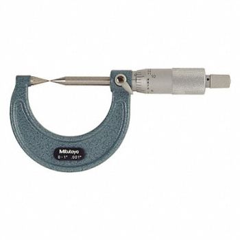 MITUTOYO Point Micrometer 0-1 In 30 Deg Carbide, 4CGD9