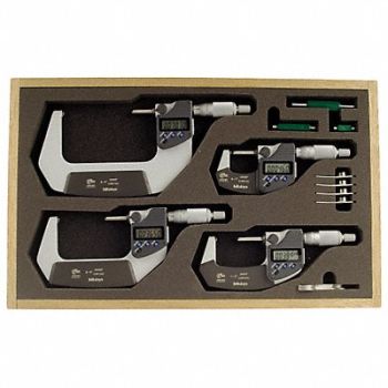 MITUTOYO Micrometer Set 0-4In 0.00005In 4Pc, 4CGG3