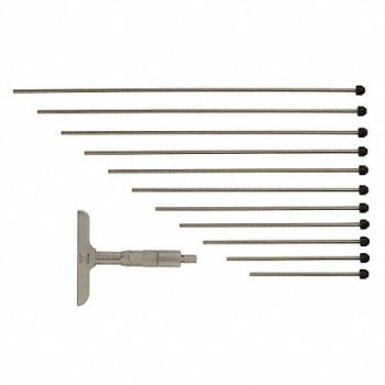 MITUTOYO Depth Micrometer 0-12 4 In Base 12 Rods, 4CGH4