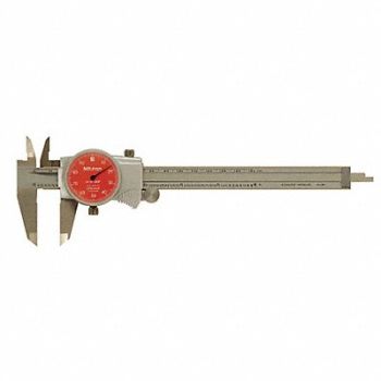 MITUTOYO Dial Caliper 6 In Red 0.100 In/Rev, 4CGJ4