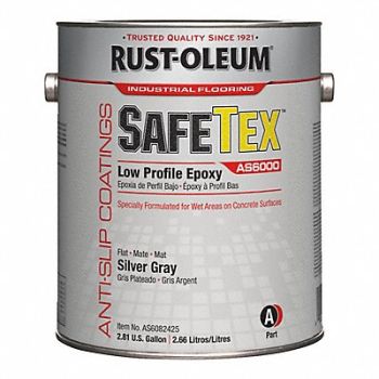 RUST-OLEUM Floor Coating AS6000 SilverGray 1gal Kit, 4CJ49