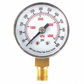 GRAINGER APPROVED Pressure Gauge Test 1-1/2 In, 4CJR6