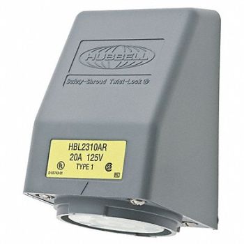 HUBBELL Angle Locking Receptacle Industrial 20, 4CT60