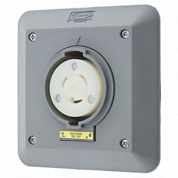 HUBBELL Locking Receptacle Industrial 20 Gray, 4CT62