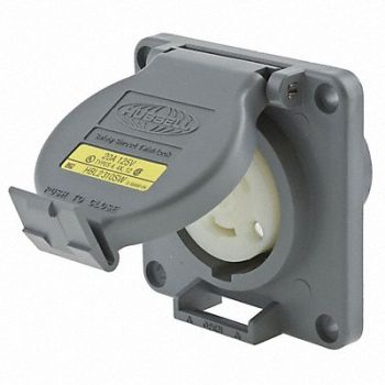HUBBELL Watertight Locking Receptacle 20 Gray, 4CT63