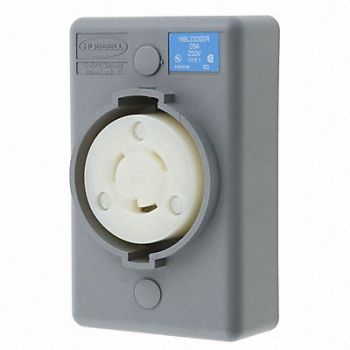 HUBBELL Locking Receptacle Industrial 20 Gray, 4CT69