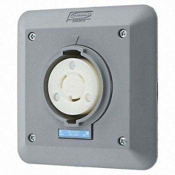 HUBBELL Locking Receptacle Industrial 20 Gray, 4CT70