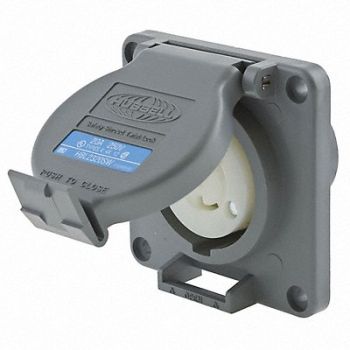 HUBBELL Watertight Locking Receptacle 20 Gray, 4CT71