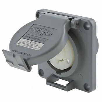 HUBBELL Watertight Locking Receptacle 20 Gray, 4CT79