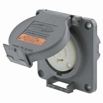 HUBBELL Watertight Locking Receptacle 20 Gray, 4CT87