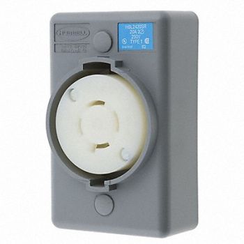 HUBBELL Locking Receptacle Industrial 20 Gray, 4CT93