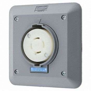 HUBBELL Locking Receptacle Industrial 20 Gray, 4CT94