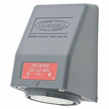 HUBBELL Angle Locking Receptacle Industrial 20, 4CV01