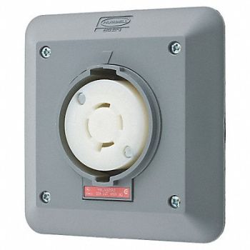 HUBBELL Locking Receptacle Industrial 20 Gray, 4CV03