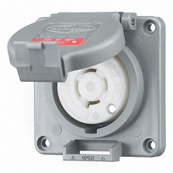 HUBBELL Watertight Locking Receptacle 20 Gray, 4CV04
