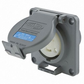 HUBBELL Watertight Locking Receptacle 30 Gray, 4CV27