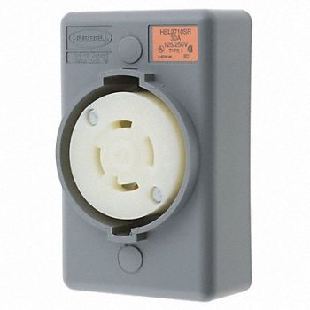 HUBBELL Locking Receptacle Industrial 30 Gray, 4CV33