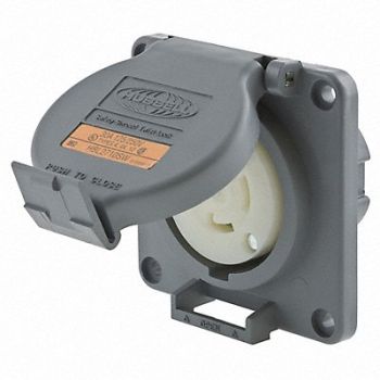 HUBBELL Watertight Locking Receptacle 30 Gray, 4CV35