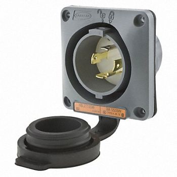 HUBBELL Wtertght Flanged Lcking Inlet Industrial, 4CV39