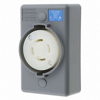 HUBBELL Locking Receptacle Industrial 30 Gray, 4CV41