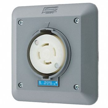 HUBBELL Locking Receptacle Industrial 30 Gray, 4CV42