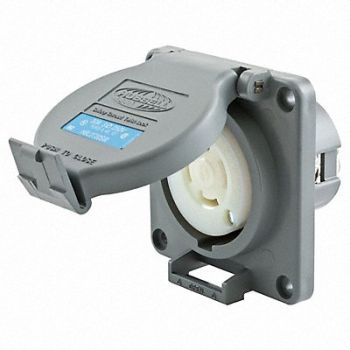 HUBBELL Watertight Locking Receptacle 30 Gray, 4CV43