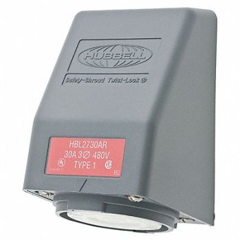 HUBBELL Angle Locking Receptacle Industrial 30, 4CV48