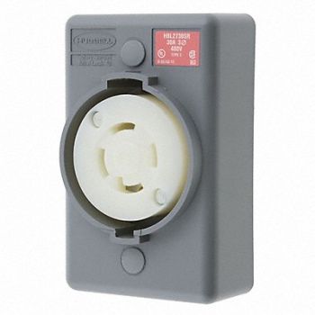 HUBBELL Locking Receptacle 480VAC Gray, 4CV49