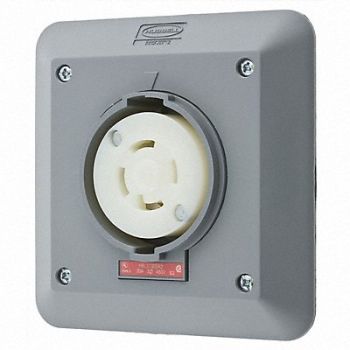 HUBBELL Locking Receptacle Industrial 30 Gray, 4CV50