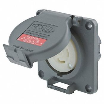 HUBBELL Watertight Locking Receptacle 30 Gray, 4CV51